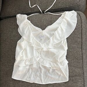 Chic White Ruffled Blouse by Unknown Brand